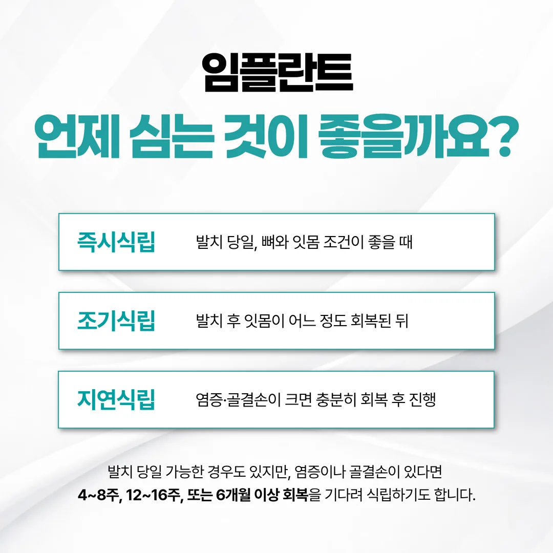 발치 후 임플란트 식립 시기 4단계 타임라인