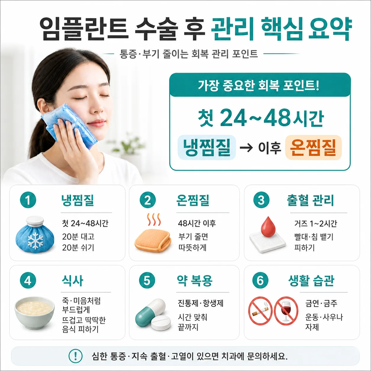 임플란트 수술 후 냉찜질 부기 관리 방법