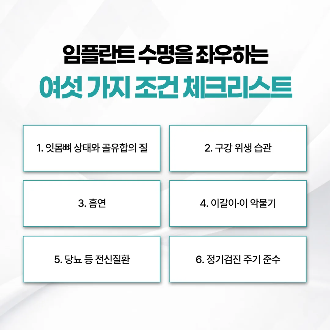 임플란트 수명을 좌우하는 여섯 가지 조건 체크리스트