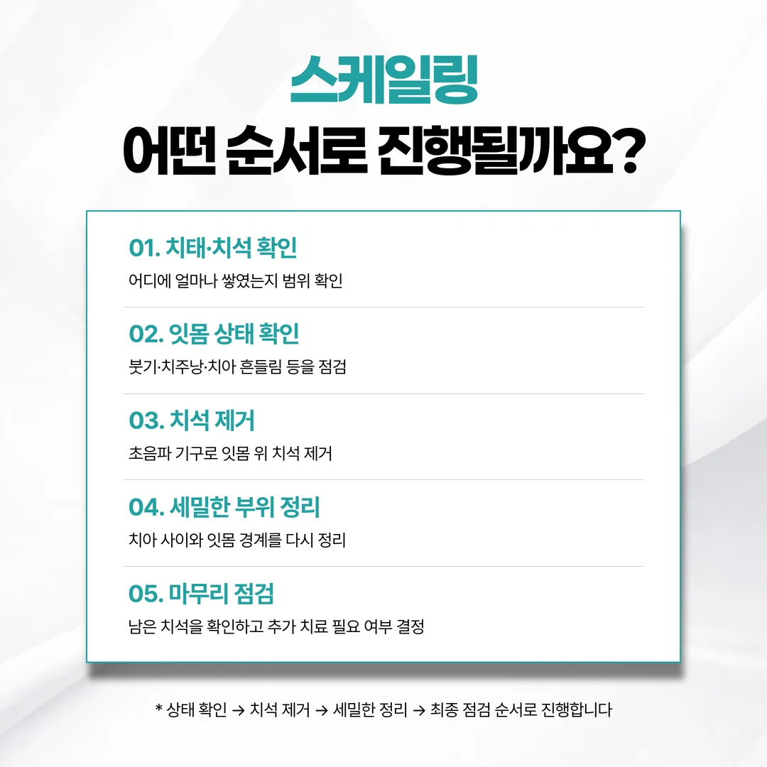 스케일링 진행 순서를 단계별로 정리한 도해